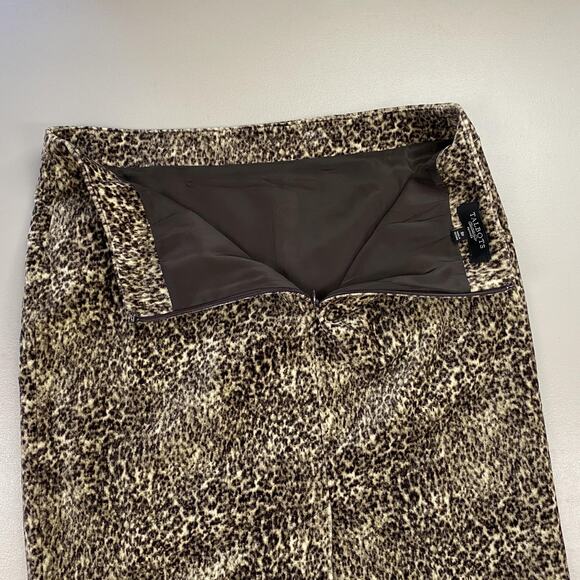 Talbots Velour Skirt Suit Womens 8P Brown Animal Print Jacket Skirt Set 8 Petite - Picture 14 of 16
